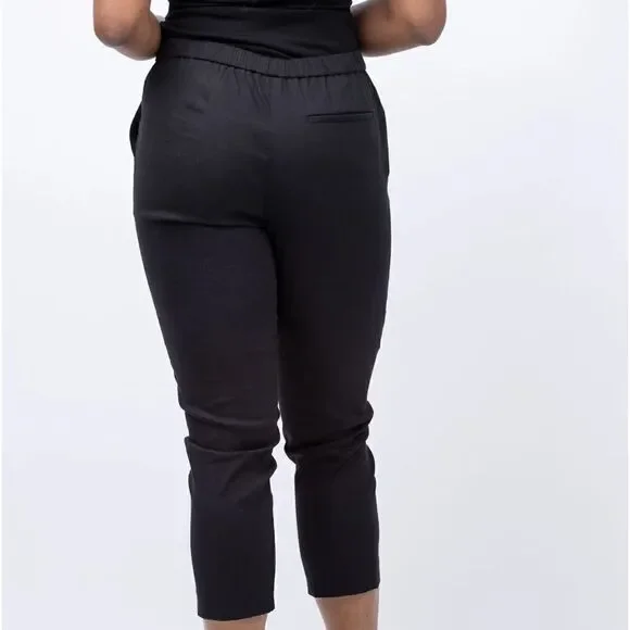 Theory Pull-On Pant in Admiral Crepe in black, Size 10 $325